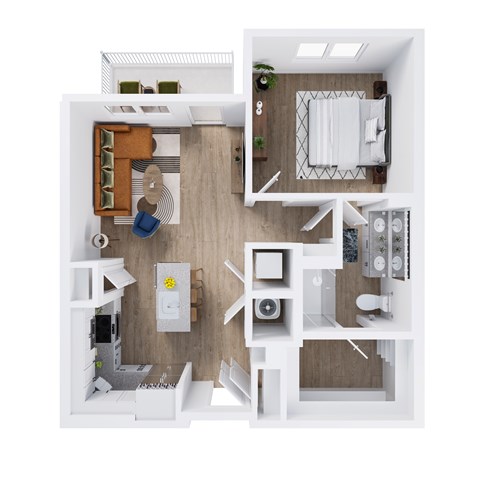 View at Manor Crossing New Apartments in Manor, Texas One Bedroom Floor Plan